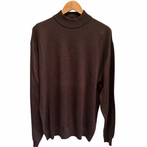NWT GIULIANO FAZI Merino Wool Blend Mock Neck Knit Men's Brown Sweater Size XXL